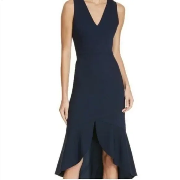 alice + olivia asymmetric slit midi dress Alice + Olivia Harmony Asymmetrical Midi Dress In Blue - Waterfall